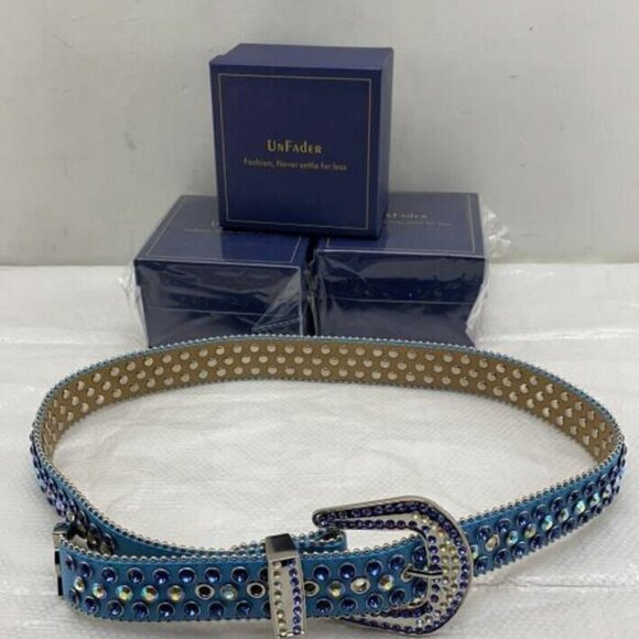 BOGO Un Fader Faux Leather Embellished Rhinestone Crystal Bling Western Belt XL - Picture 2 of 10